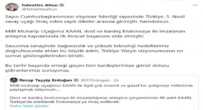 Altun: 'Türkiye sayılı ülkeler arasında'