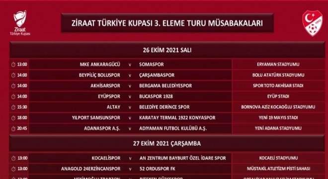 Erzurumspor’un ZTK maçı 27 ekimde