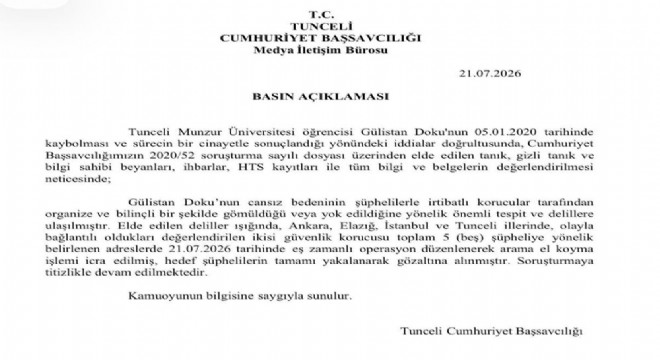 Gülistan Doku Soruşturmasında şok gelişme