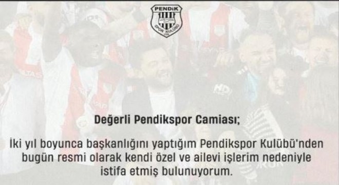 Pendikspor da Başkan Türkoğlu istifa etti