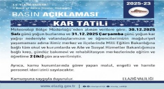 Elazığ’da eğitime 2 gün ara verildi